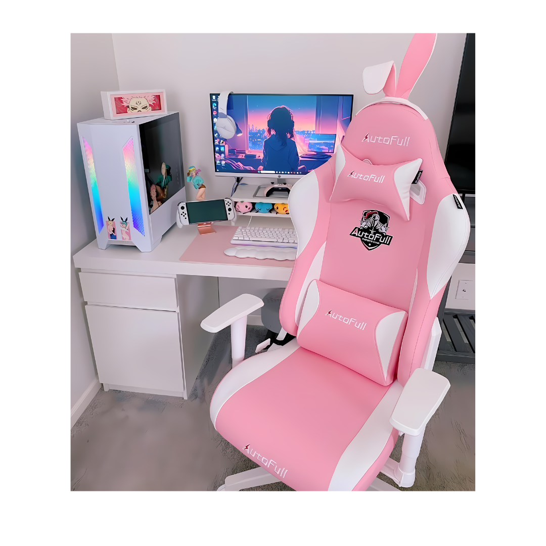 AutoFull Pink Bunny Gaming Chair