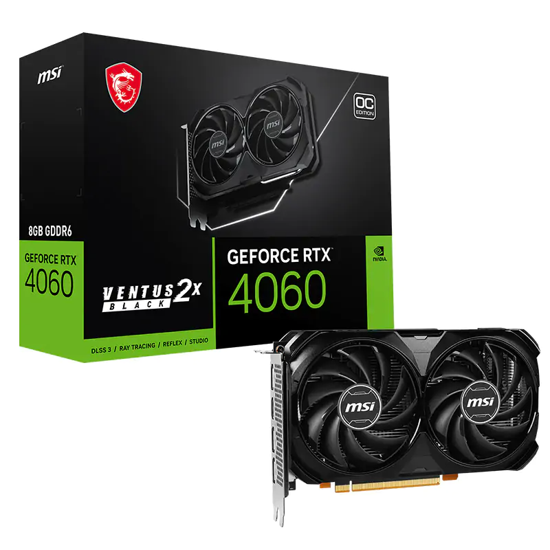 MSI GeForce RTX 4060 Ventus 2X Black 8G OC Graphics Card